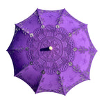 parapluie dentelle blanc vintage élégant poignée bois bleu vert mariage voyage