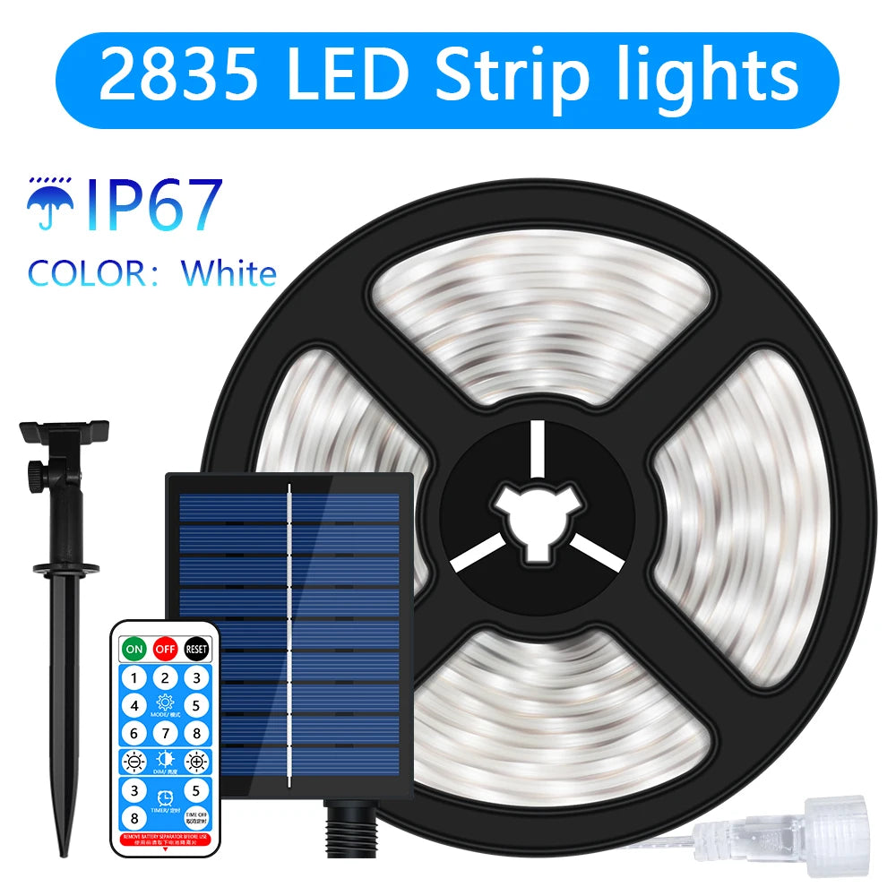 ruban led solaire multicolore modes télécommande moderne décoration extérieure ip67 10mètres