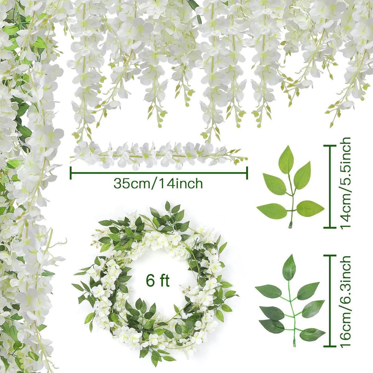 guirlande florale artificielle wisteria blanc vert mariage extérieur décoration romantique champêtreextérieur