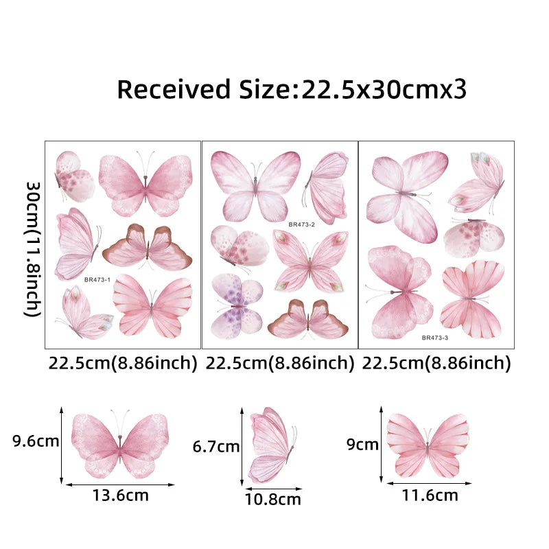 sticker mural papillon couleur rose clair enfant decoratif chambre fille decoration maison opacité adhésif