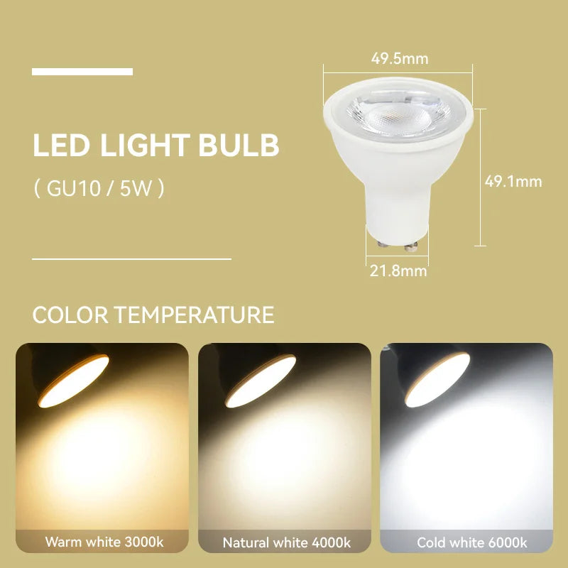 ampoules led gu10 blanc chaud sans scintillement 5w moderne ac85265v