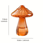 vase moderne transparent champignons colorés orange rouge bleu vert reflets
