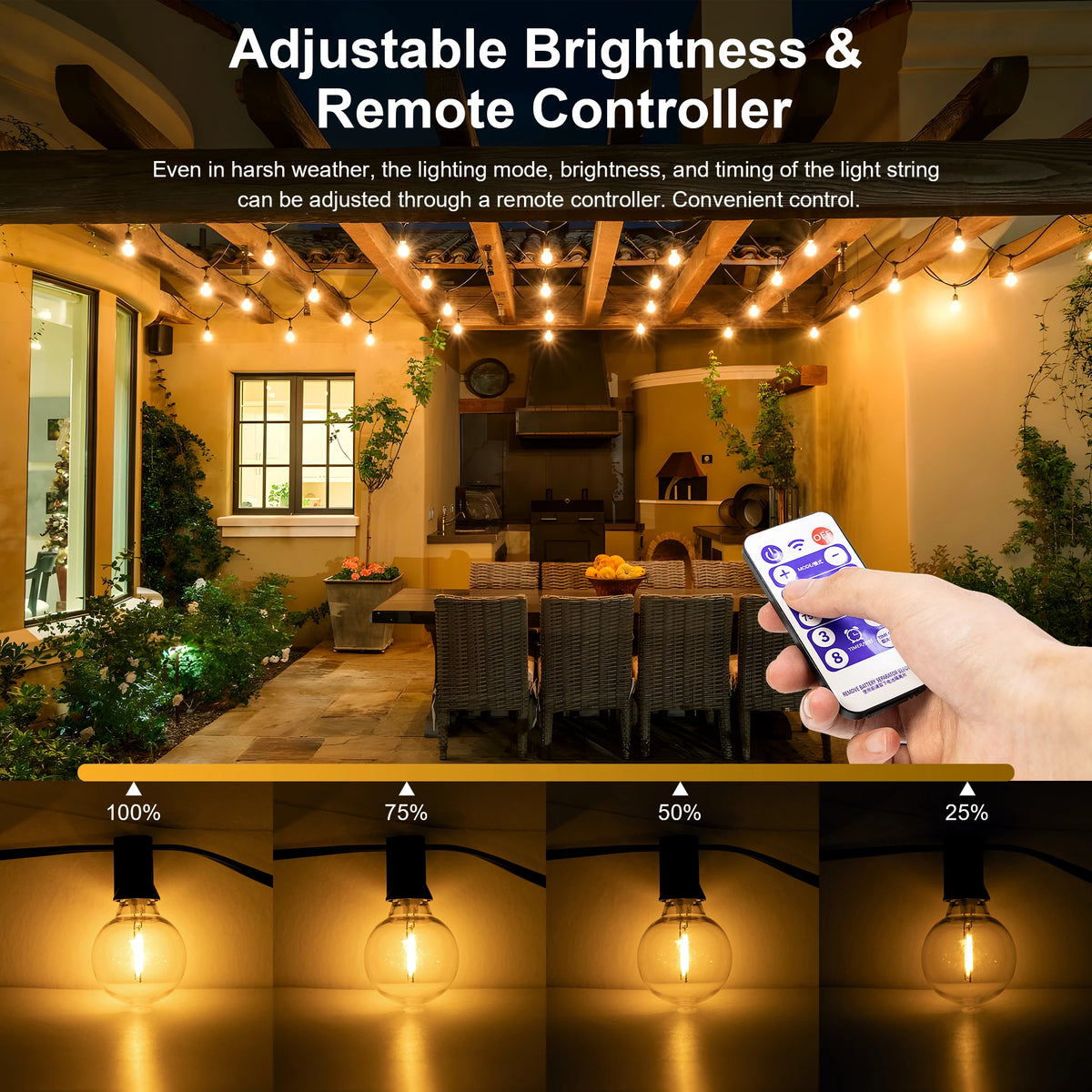 guirlande lumineuse led jaune ampoules transparentes câble bronze rustique ip44