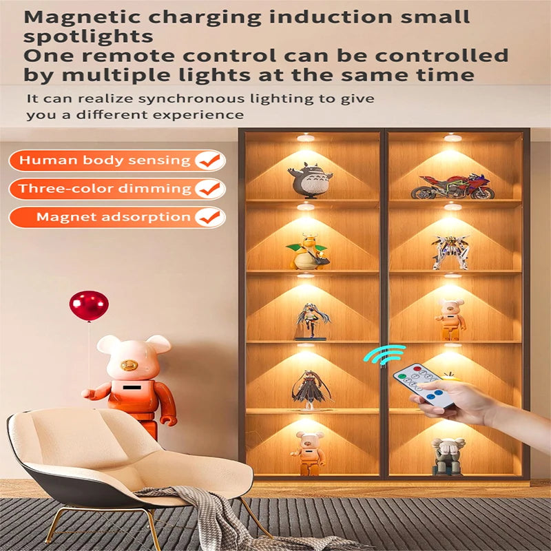 luminaires led rechargeables capteur mouvement télécommande éclairage intérieur blanc moderne spots aimants usb