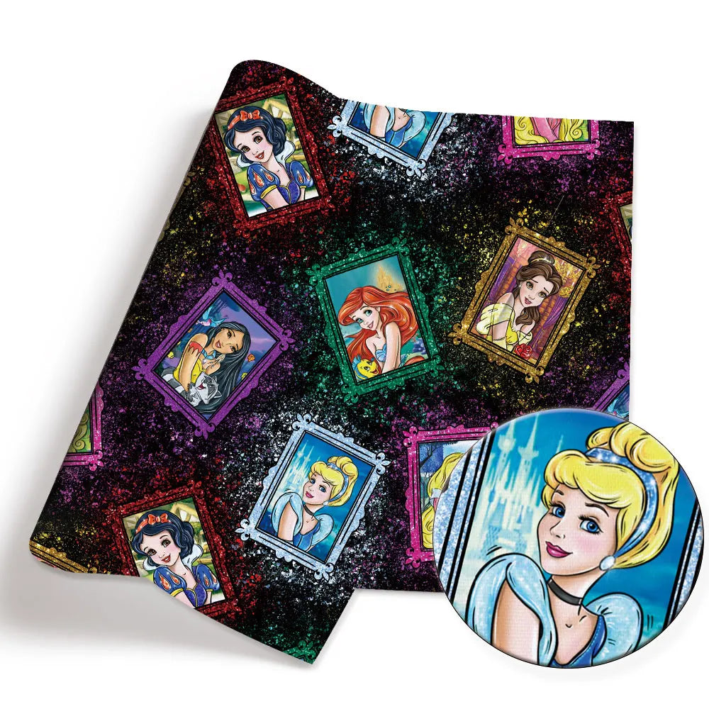 tissu patchwork disney aurora ariel cendrillon mickey bleu vert rose blanc coton 140x50cm