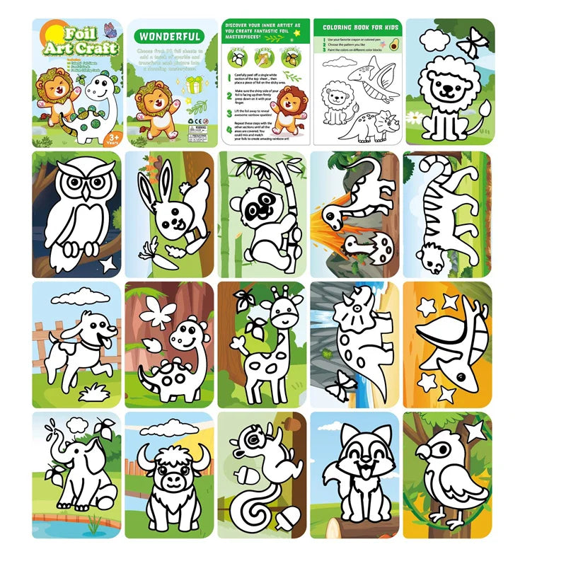 feuilles métal colorées animaux glitter cartes colorier mode créatif enfantin spirale 80 feuilles 32