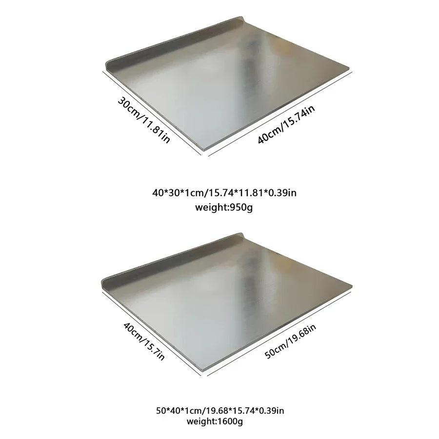 planches cuisine acier inoxydable rectangle moderne surface lisse argentée équipement culinaire multifonctionnelle