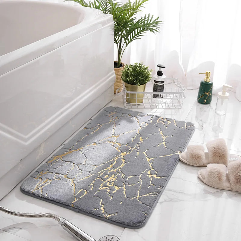 tapis bain moderne marbre doré blanc beige noir rose gris respectuevironnement sallebain
