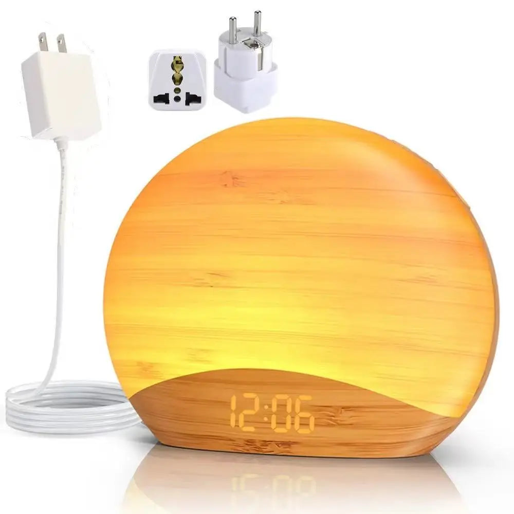lampe ambiance graduel lever soleil affichage numerique son apaisant controle luminosite snooze stereo 5w