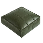 pouf carré cuir marron clair marron foncé vert olive moderne vintage