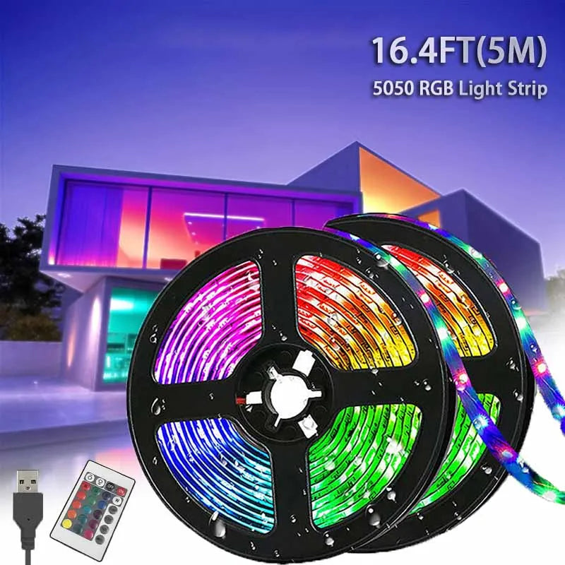 ruban led rgb multicolore 5m télécommande usb décoration salle jeux fête