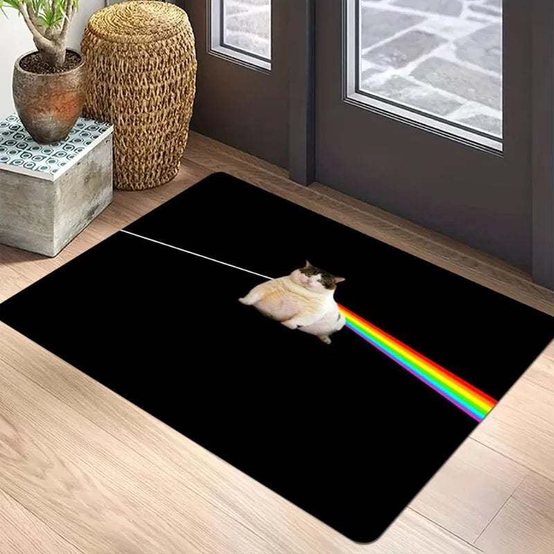 tapis sol antidérapant arc ciel moderne chat noir contemporain résistant décoloration