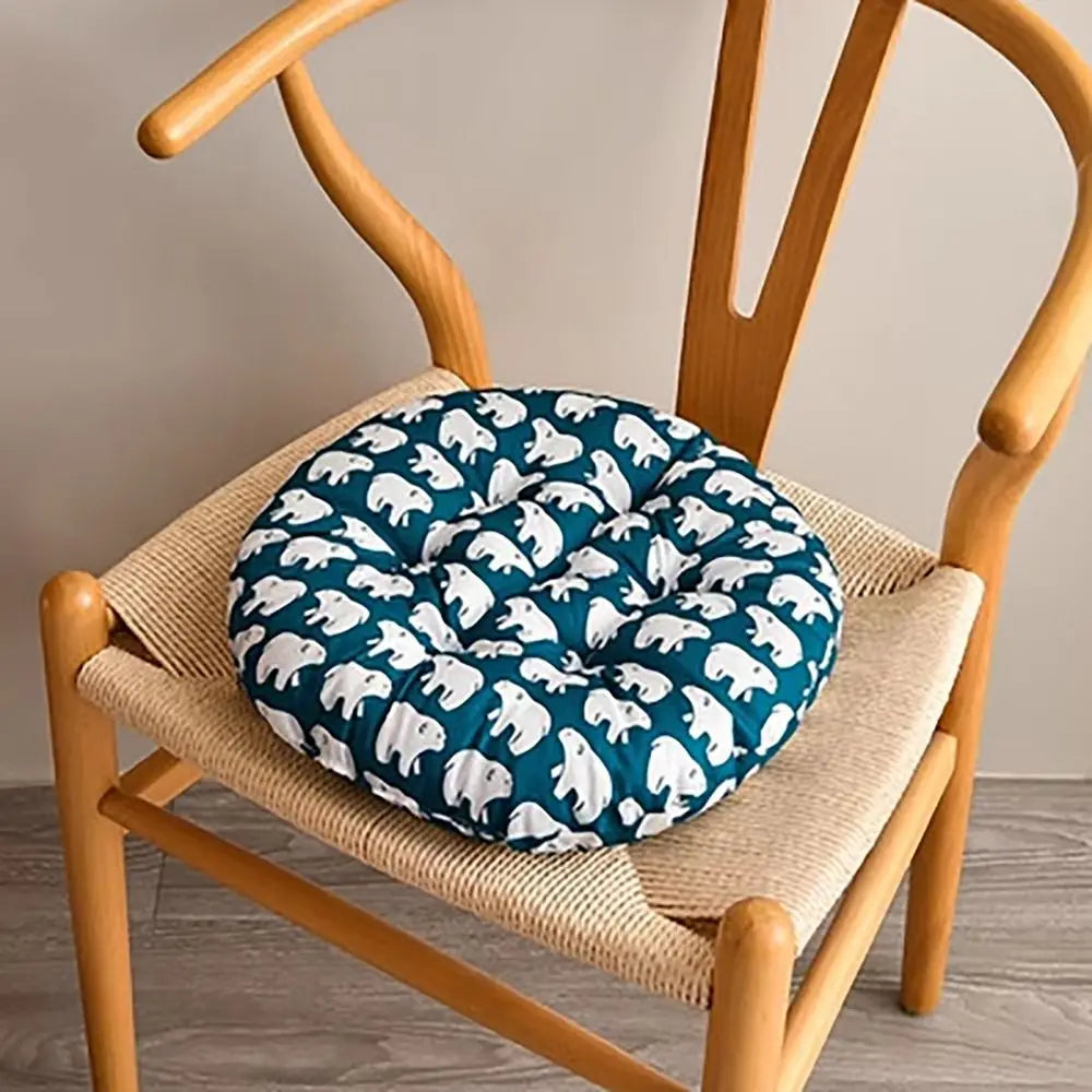 coussin chaise rond moderne couleurs bleu marine blanc vert beige noir motifs géométriques feuilles