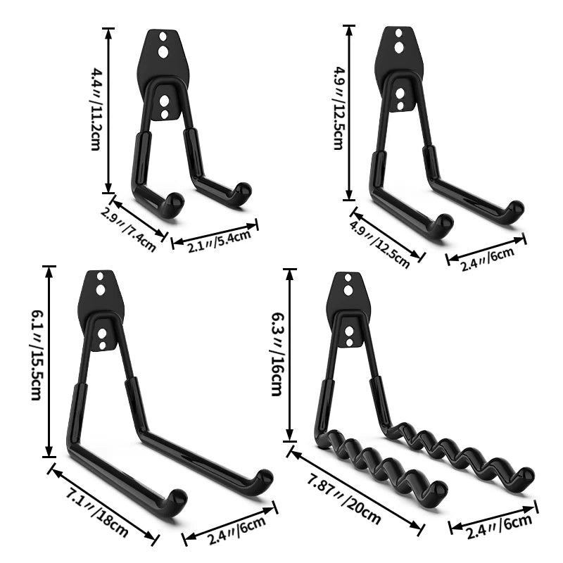 crochet mural acier noir support rangement outils garage vélo escabeau fixation vis
