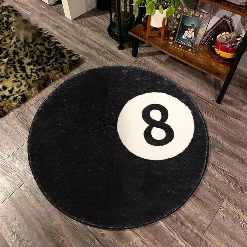 tapis rond noir blanc motif géométrique moderne minimaliste antidérapant intérieur extérieur