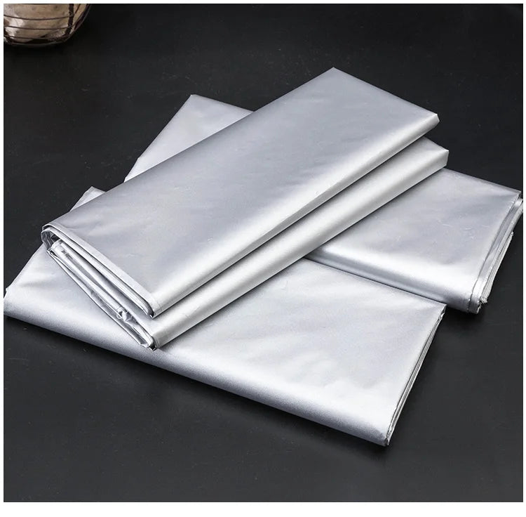 rideau fenêtre polyester argenté opaque double face anti uv largeur 145cm 175cm 195cm bloque