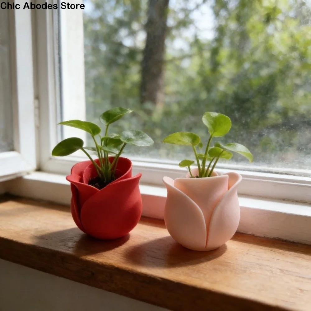 pots tulipe rouge rose décor modernes intérieur plantes fleurs cache pots opaques chambre cuisine