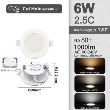 ampoule led downlight 3000k 4000k 6500k blanc moderne clips fixation 110v 220v