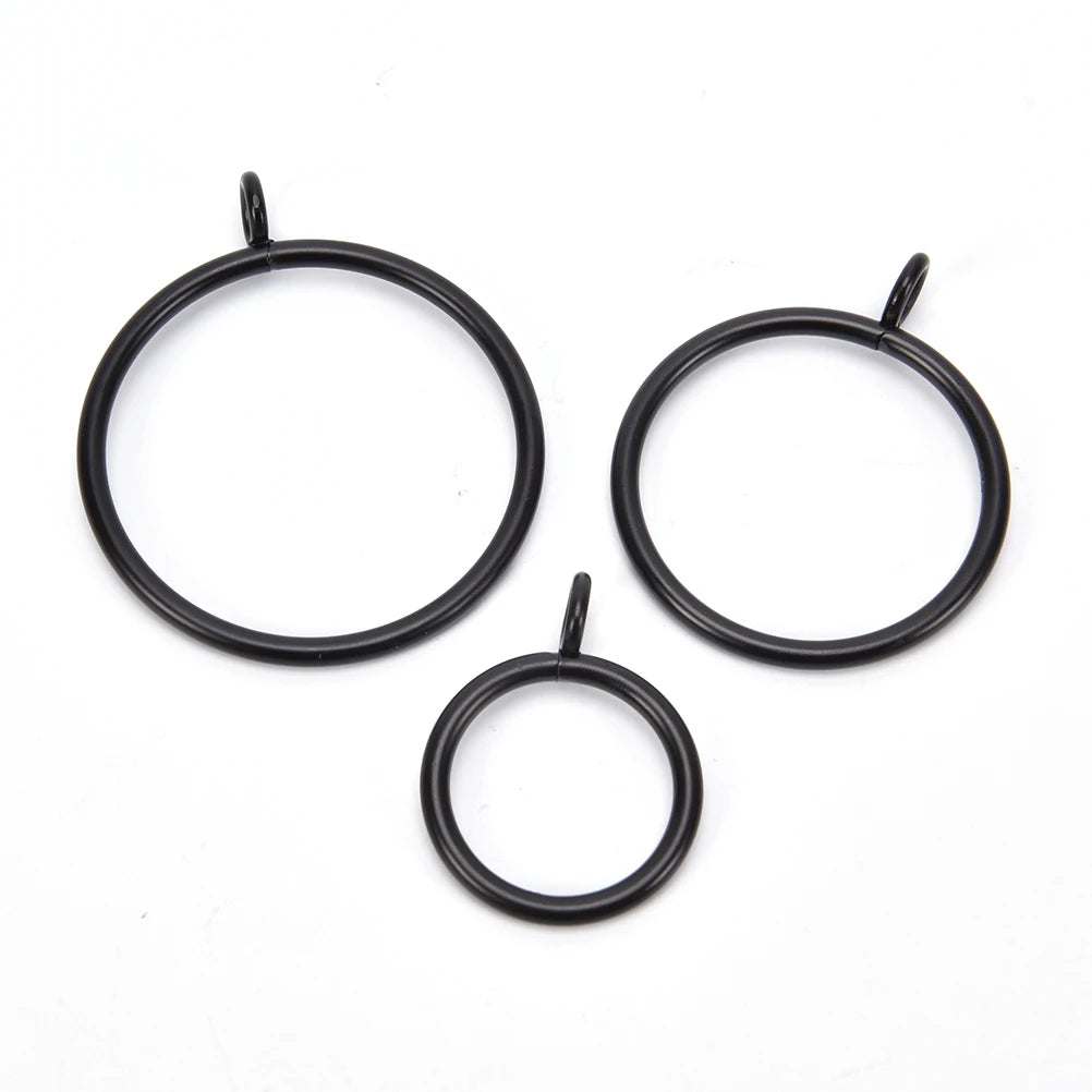 anneaux rideau noirs ronds lisses minimaliste 25mm 28mm 38mm 45mm 55mm