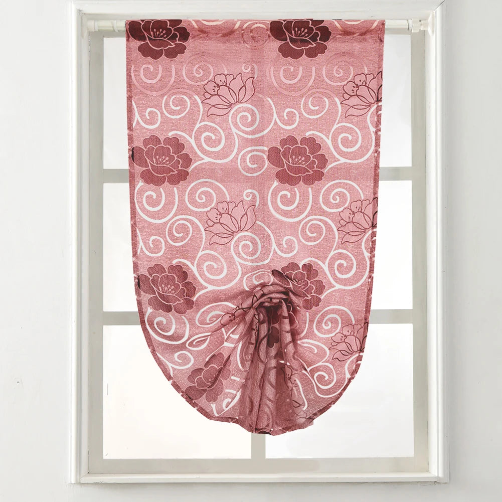rideau moderne fleur gris rose blanc transparent 100 polyester chambre salon