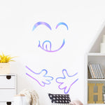 autocollants muraux souriant dessin animé violet bleu blanc modernes semi transparents chambre enfant decoration