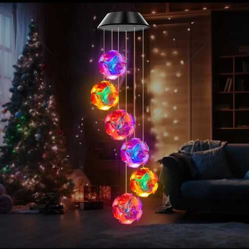 cloche vent lumineuse solaire multifacettes boules colorées moderne étanche jardin chambre coucher