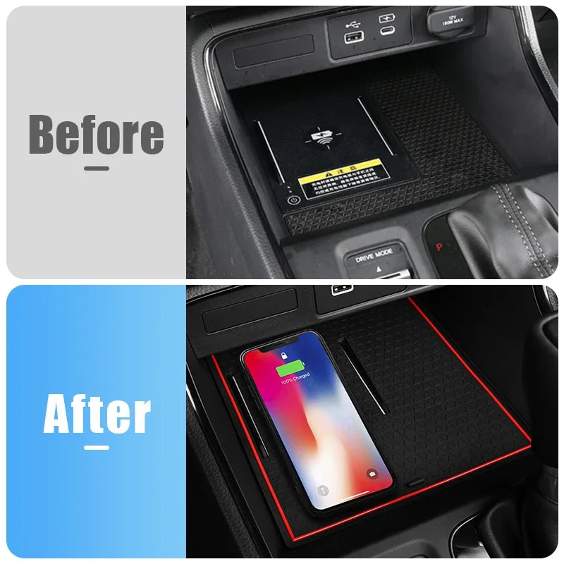 tapis console centrale honda crv 6ème génération noir rouge adhésif moderne