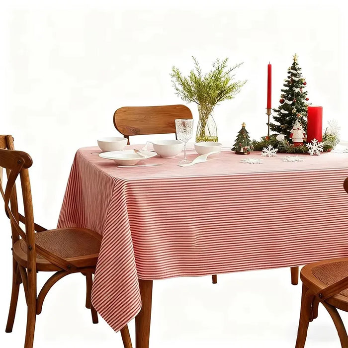 nappe table noël rayée moderne blanche rouge serviettes décoration opaque polyester rechargeable