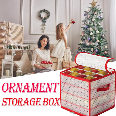 Boîte de rangement boules de Noël 64 grilles noire