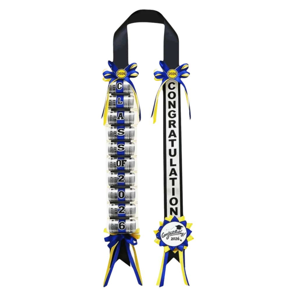 rubans graduation class of 2026 décoration voiture broches festives opaques rouges verts or