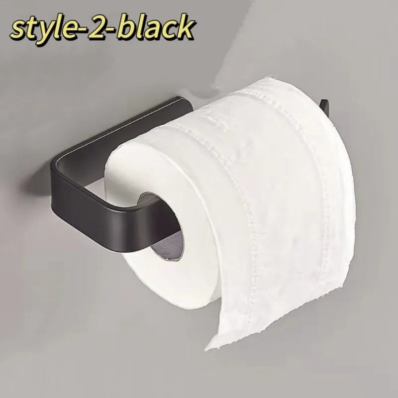 porte serviettes papier noir adhésif moderne salle bains papier toilette cuisine rouleau support étanche