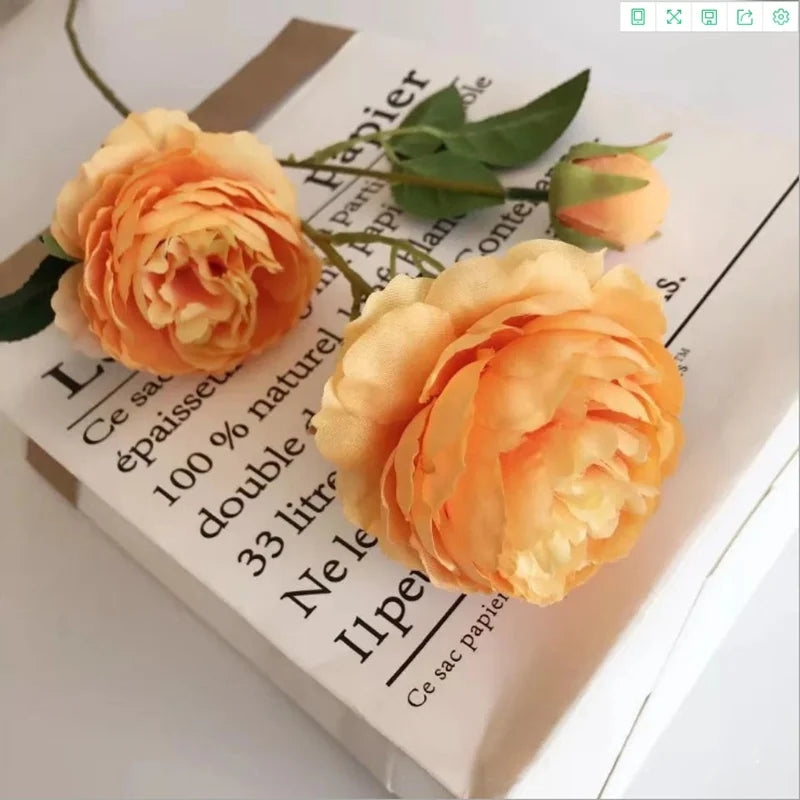 Bouquet artificiel roses feuilles vertes mariage décoration maison blanc rouge roseclair
