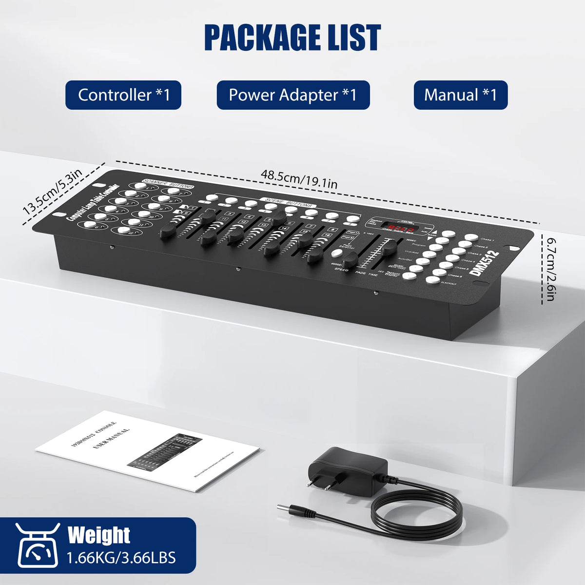 contrôleur d'éclairage scène DMX 512 LED professionnel 192 canaux console autoinstallation moderne