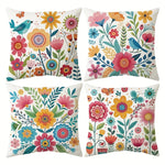 housse coussin motif floral moderne polyester blanc décoration chambre canapé douce 45x45cm