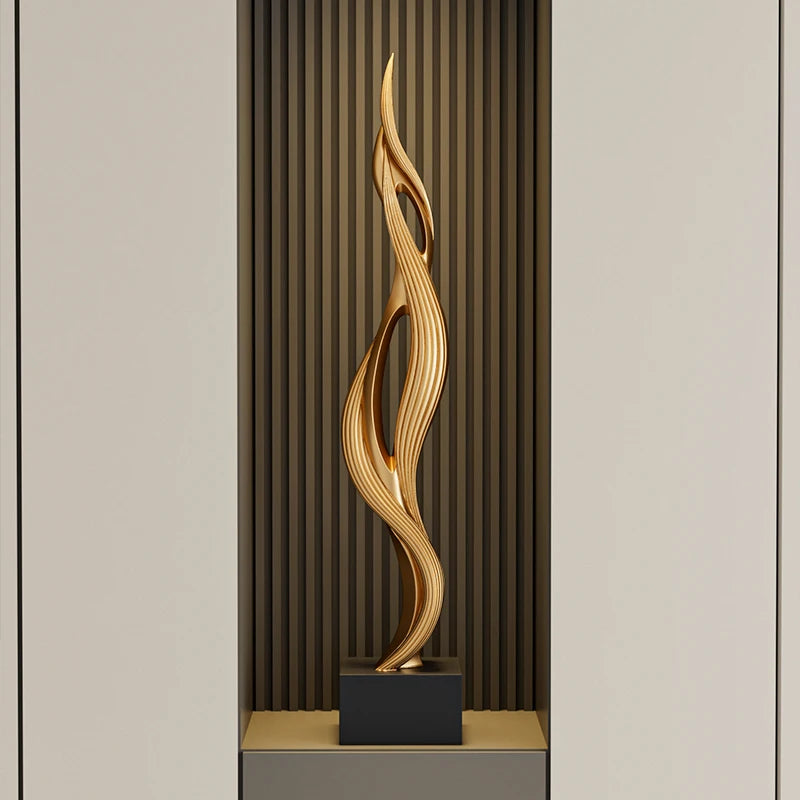 décoration moderne sculpture or noir abstraite contemporaine maison living room led éclairage