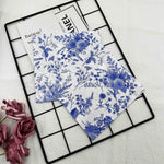 serviettes papier blanc bleu fleurs feuilles oiseaux classique vintage 33x33cm 20 pièces