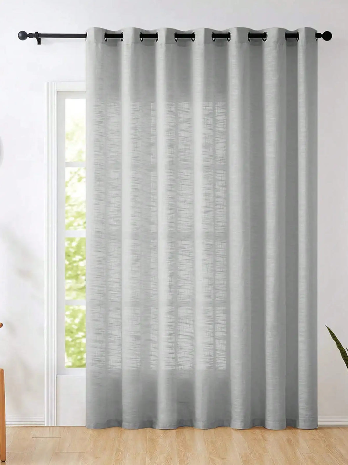 rideau gris semi transparent texture lin polyester moderne anneaux salon chambre coucherhôtelcafébureau