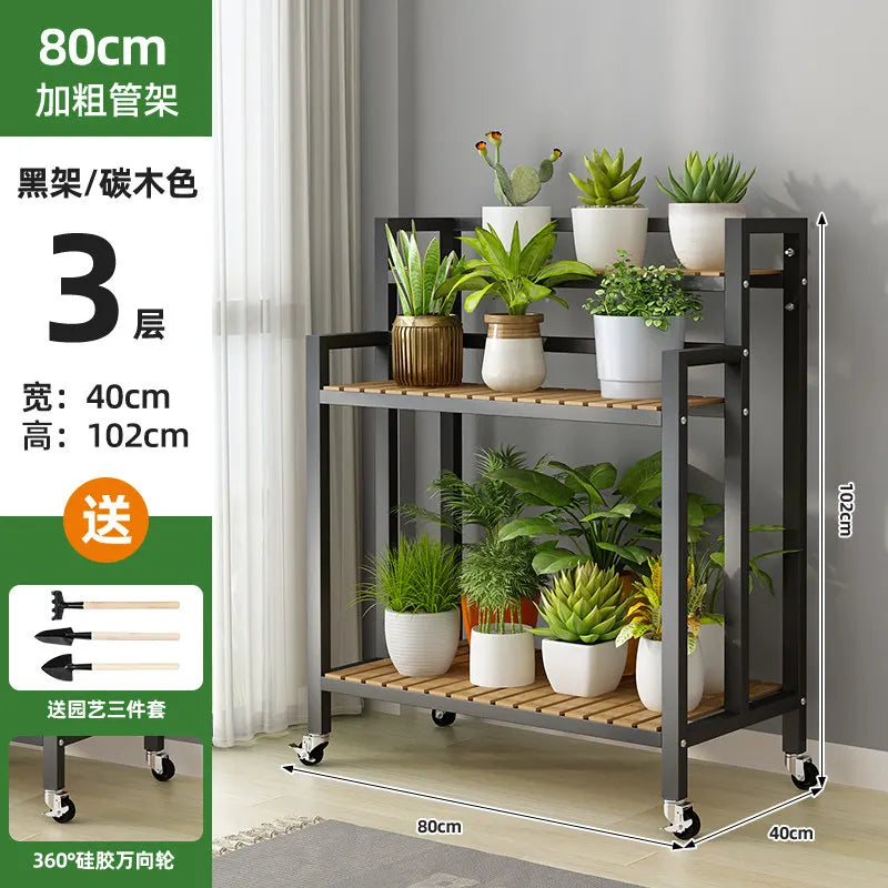 étagère plantes bois métal roulettes meuble jardin intérieur blanc moderne