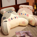 coussin décoratif chat peluche motifs oreilles rembourrées gris rose kawaii mignon 75x50cm doux