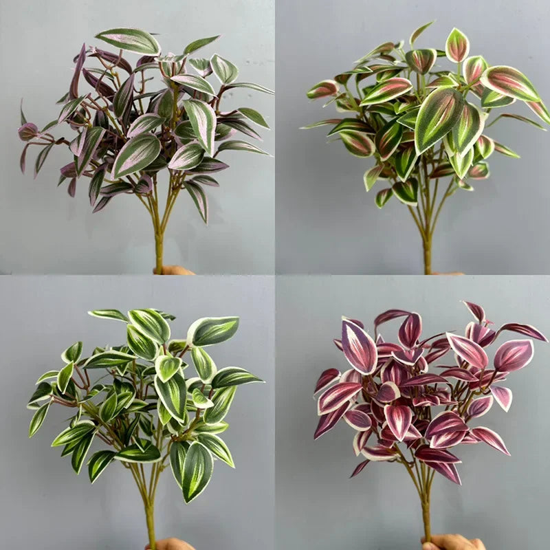 plantes artificielles feuilles vertes tiges blanches moderne minimaliste extérieur décoration