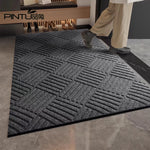 tapis gris rayures moderne antidérapant polyester mousse pe salon cuisine chambre couloir