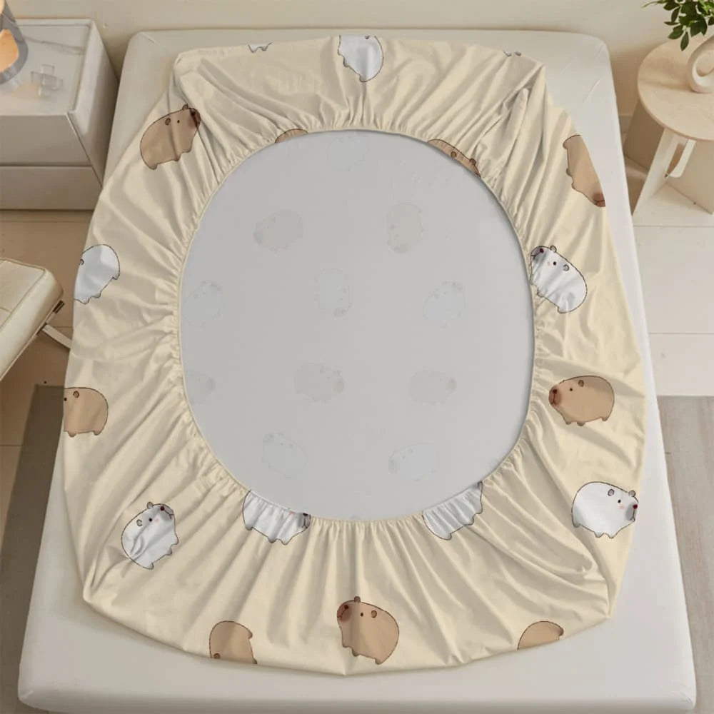 drap housse imprimé lapins mignons motif enfant moderne élastique coton polyester lit chambreDecoration