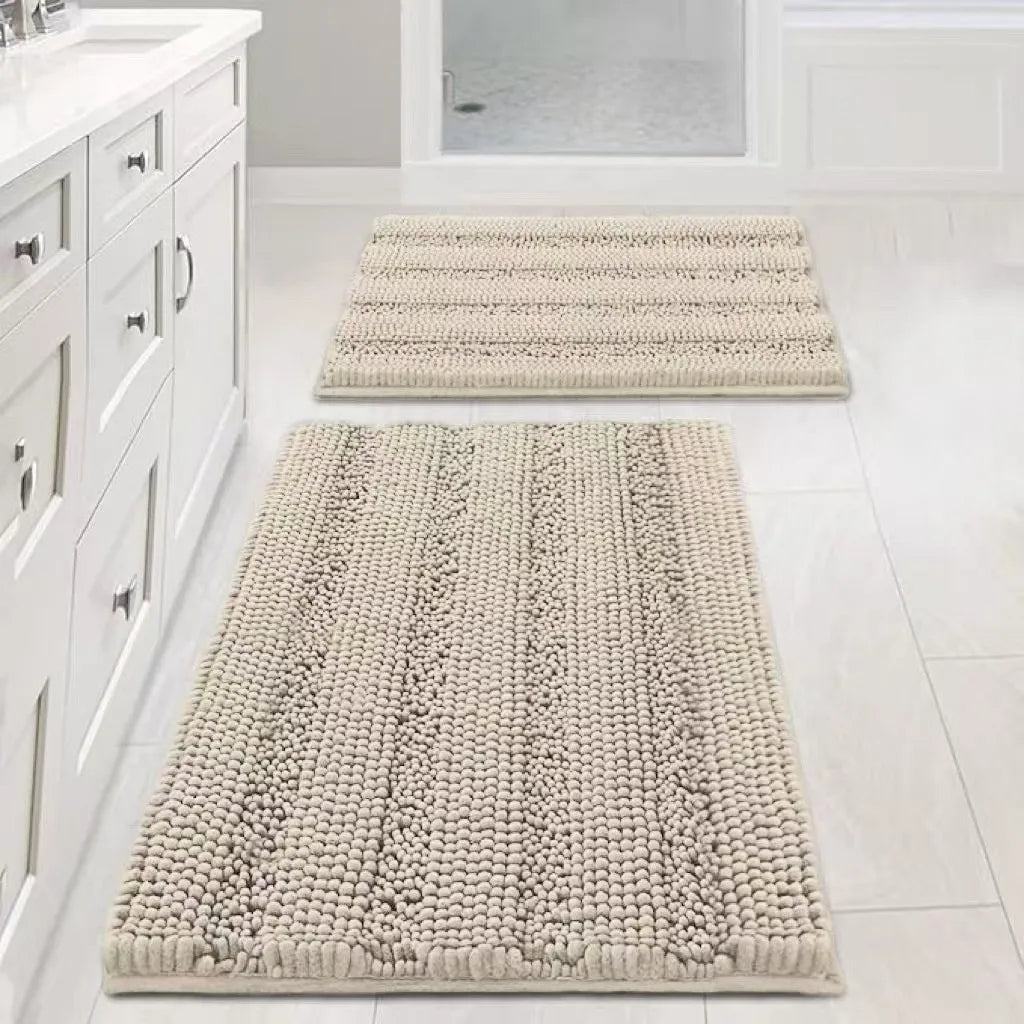 tapis bain anti dérapant absorbant machine lavable doux moderne beige clair vert pastel gris