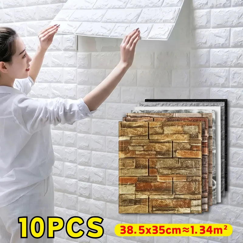 panneau decoratif mural moderne adhesif texture brique blanc resistant humidite 38.5x35cm chambre salon