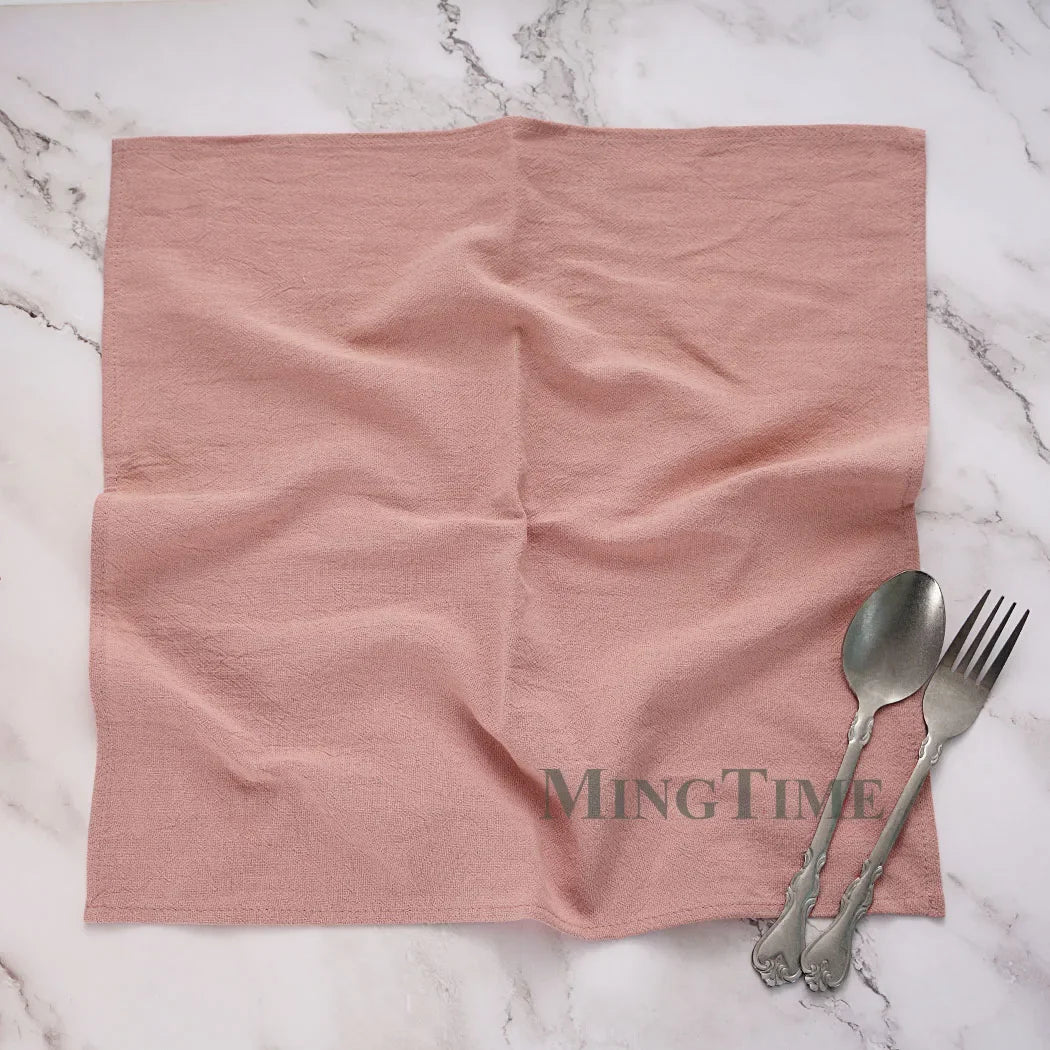 serviettes coton rose pâle texture lin classique réutilisables table manger party banquet