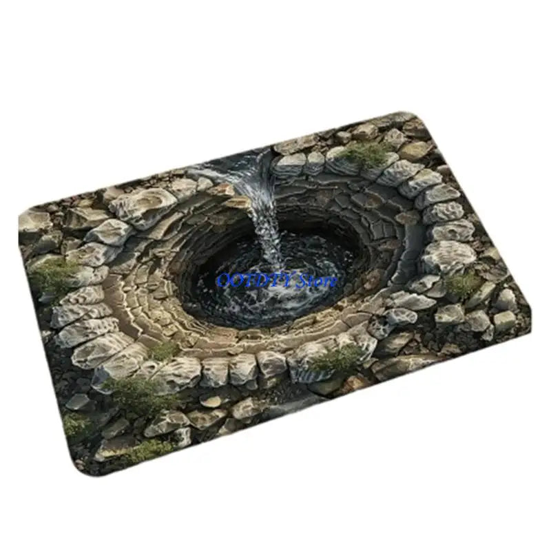 tapis paillasson illusion optique bleu vert marron jaune anti dérapant sécurité moderne naturel