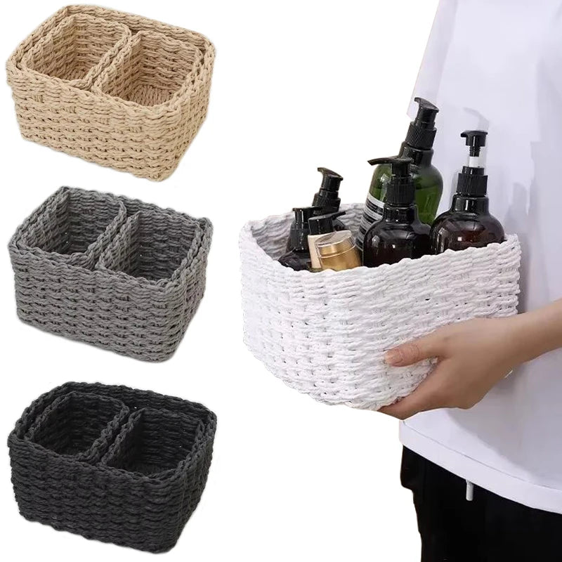 paniers rangement tissés osier gris noir beige blanc modernes rustiques multifonctionnels rangement organisation