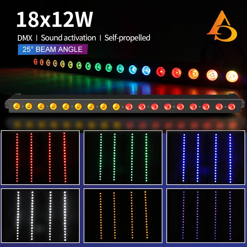 barre lumineuse laser gris métallique dmx controle sonore rgbw uv 100w 240v
