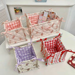 panier rangement tissu vichy animal fleuri blanc rose violet doux texturé