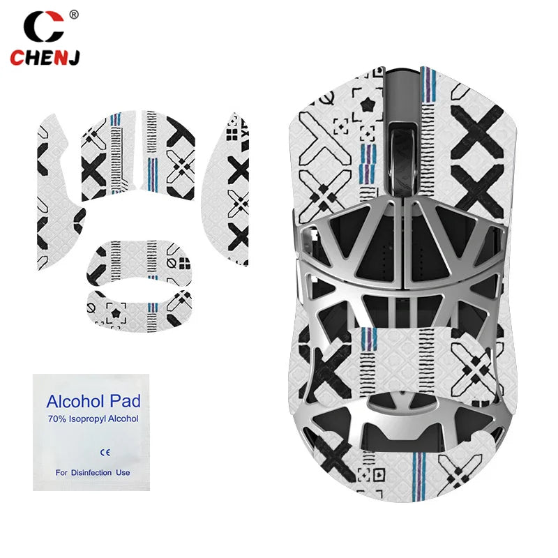 souris jeu antidérapante pads adhésifs géométriques noir blanc gris bleu rouge moderne ergonomique gaming